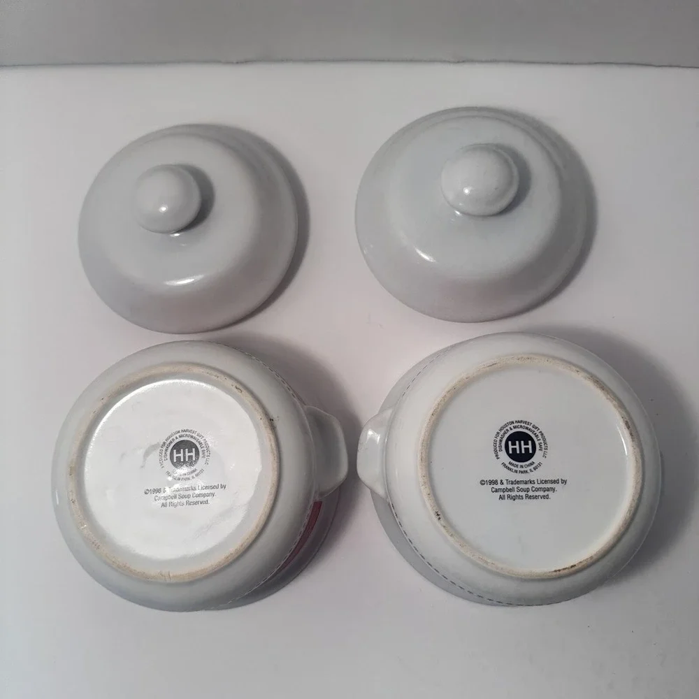 Campbell Soup Crock Covered Soup Bowl with Lid by Houston Harvest 1998 Set of 2
